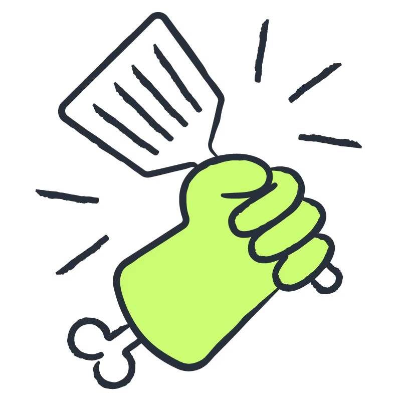 graphic of a hand holding a spatula