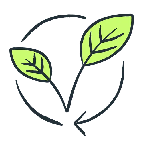 graphic of a plant inside a circular arrow